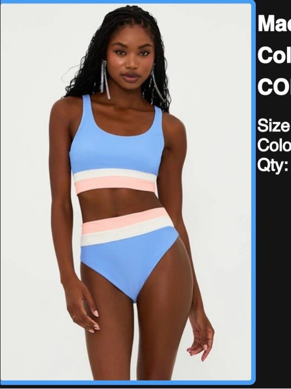 Beach Riot Mackenzie Top & Heidi Bikini Set Alps Colorblock S/M